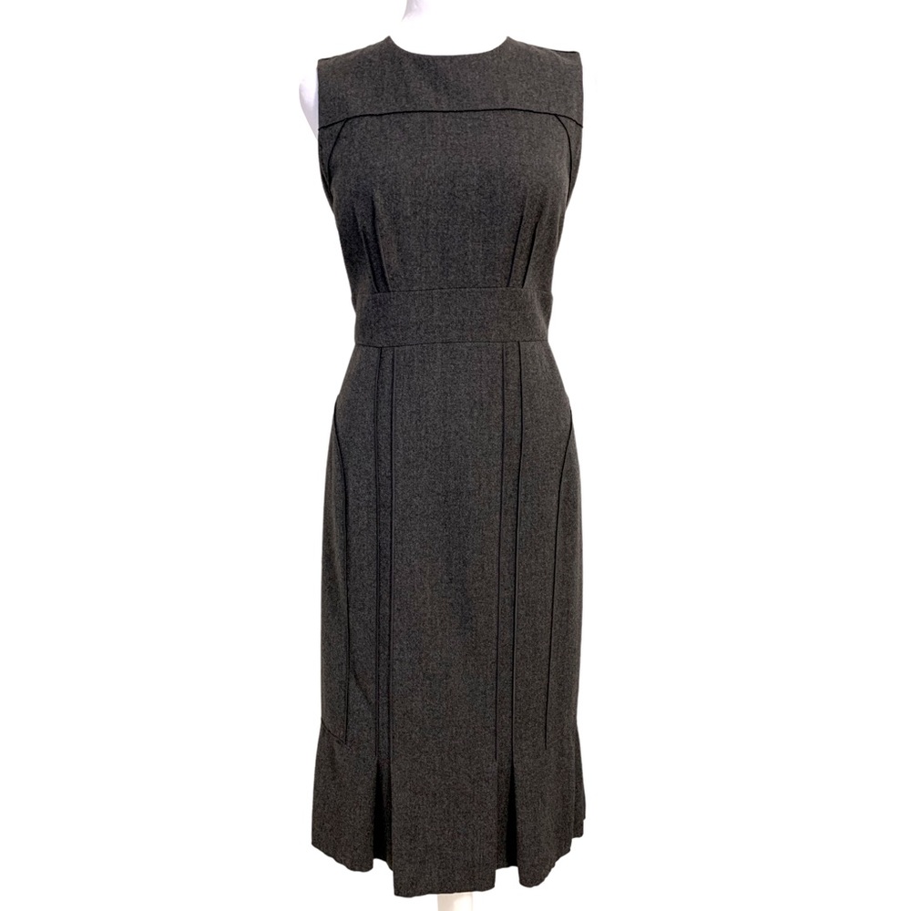 Magaschoni | NWOT Sleeveless Midi Sheath Dress in Charcoal Gray Size 2 - Picture 4 of 16